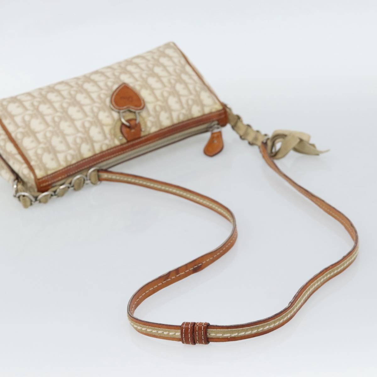 Christian Dior Trotter Canvas Chain Romantic Bag PVC Beige Silver Auth 187607V - Jerrillo image 7