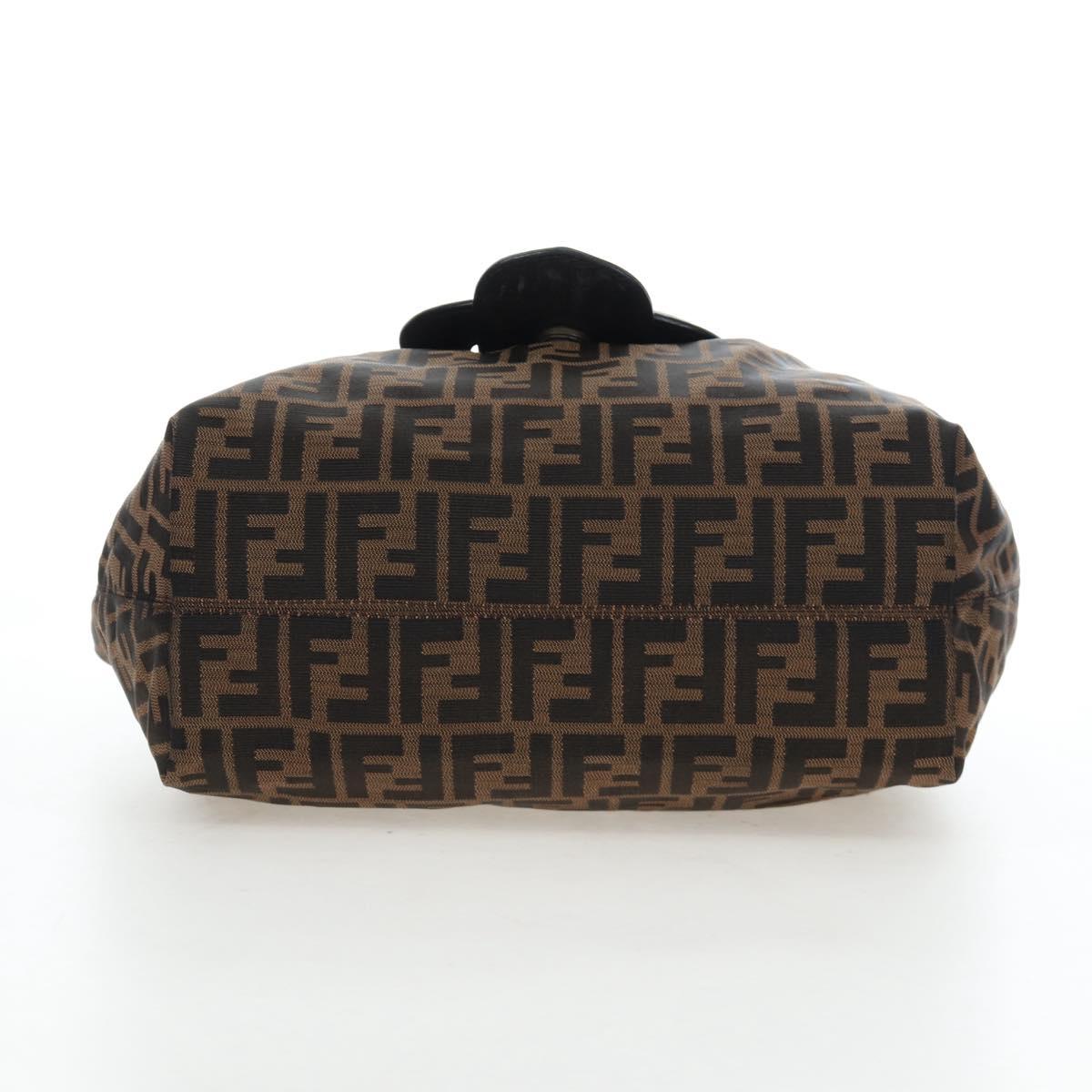 FENDI Zucca Canvas Chain Shoulder Bag Black Brown Auth 187655V - Jerrillo image 10