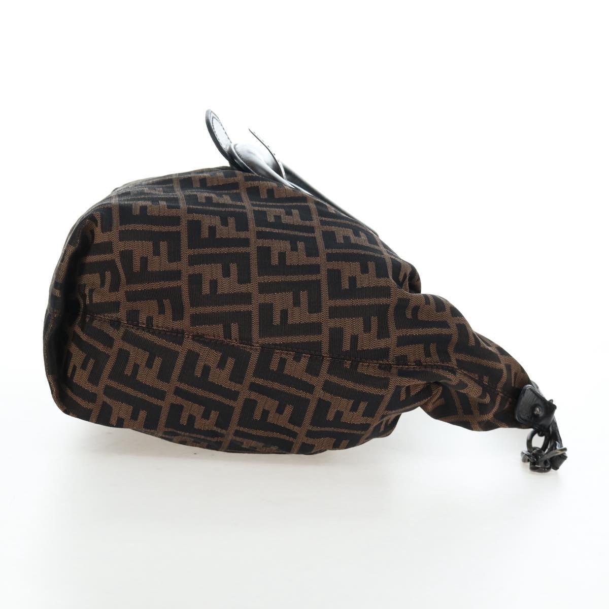 FENDI Zucca Canvas Chain Shoulder Bag Black Brown Auth 187655V - Jerrillo image 5