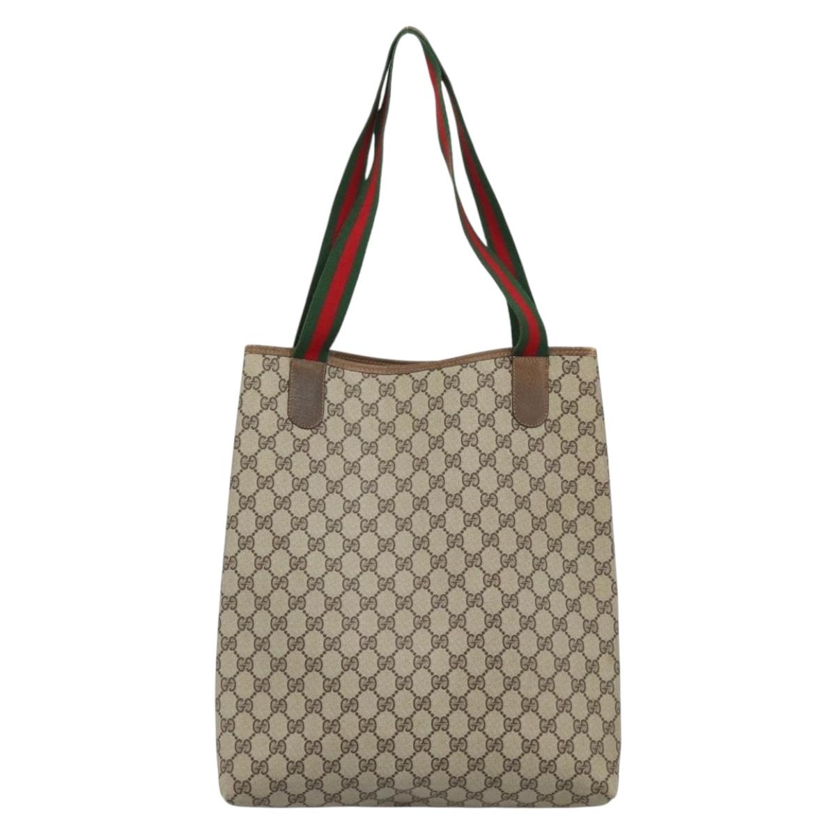 GUCCI GG Supreme Web Sherry Line Tote Bag PVC Beige Auth 187804 - Jerrillo image 2