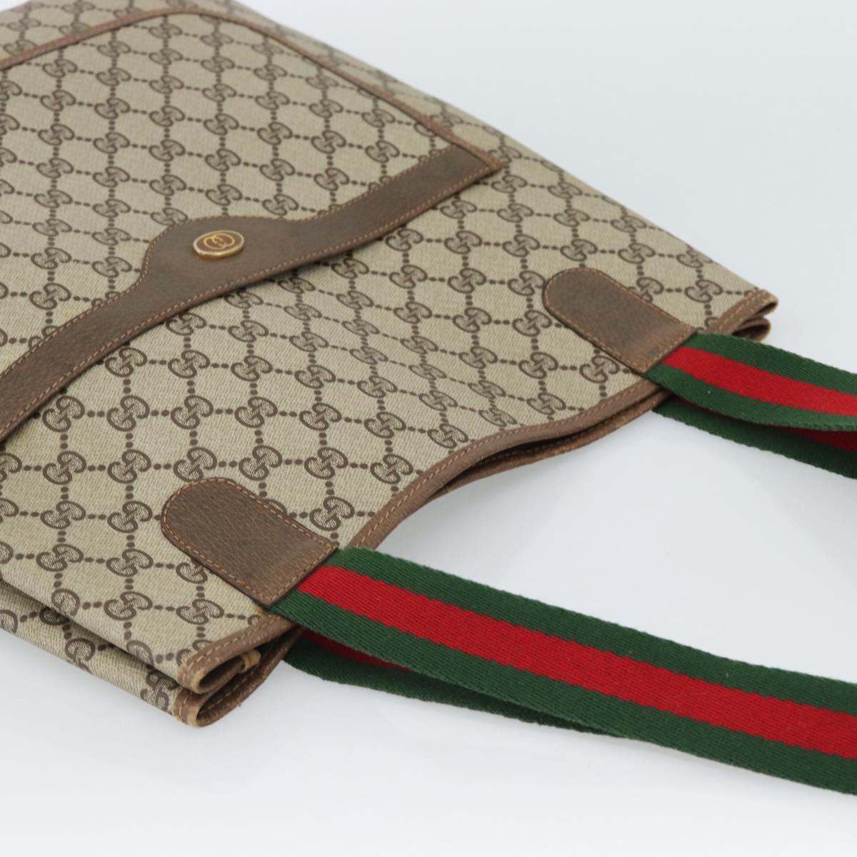 GUCCI GG Supreme Web Sherry Line Tote Bag PVC Beige Auth 187804 - Jerrillo image 6