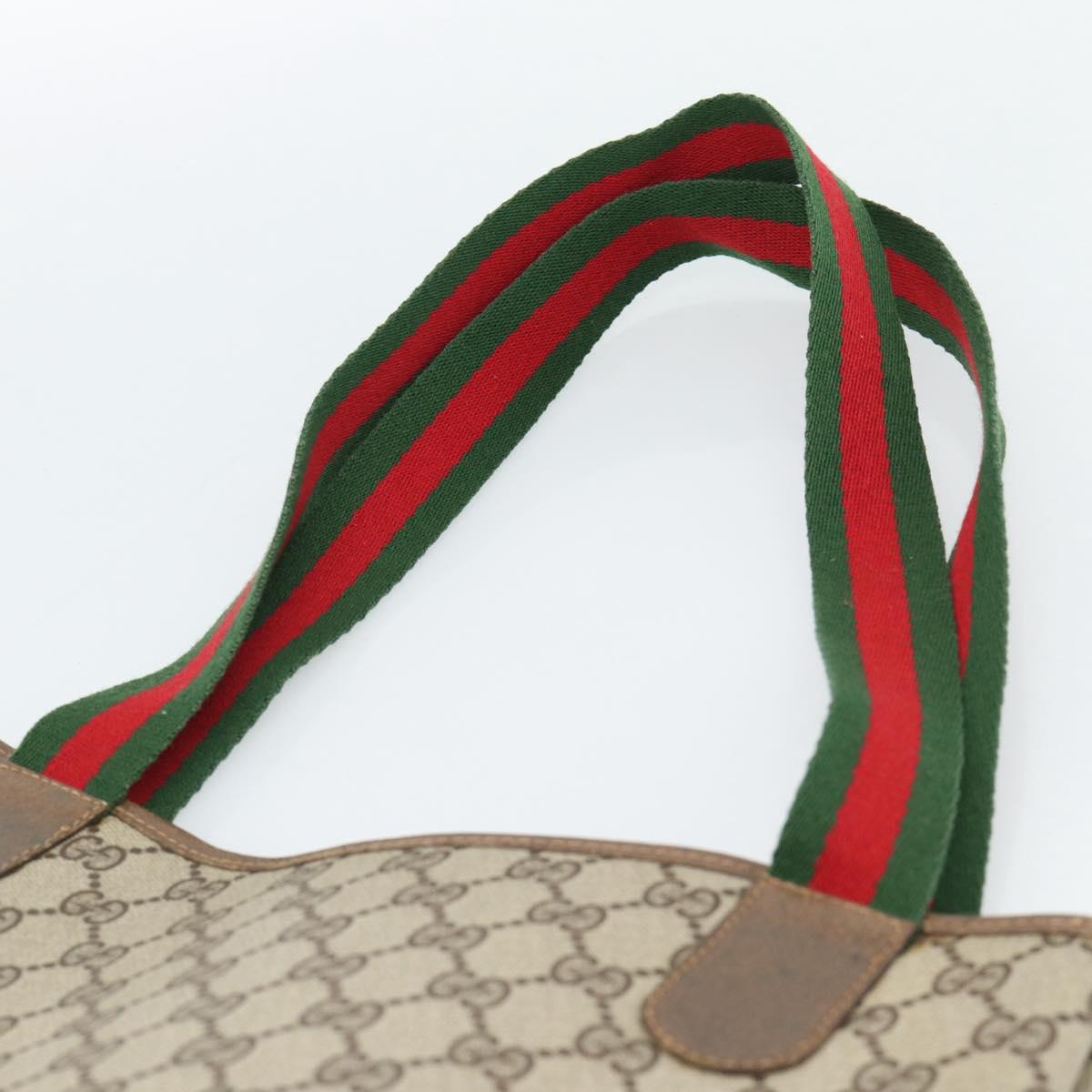 GUCCI GG Supreme Web Sherry Line Tote Bag PVC Beige Auth 187804 - Jerrillo image 8