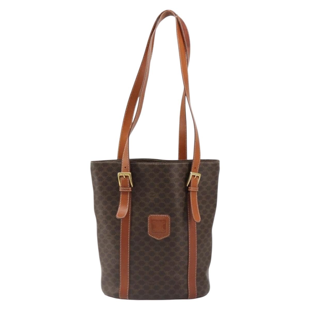 CELINE Macadam Canvas Tote Bag PVC Leather Brown gold Auth 187813 - Jerrillo image 2