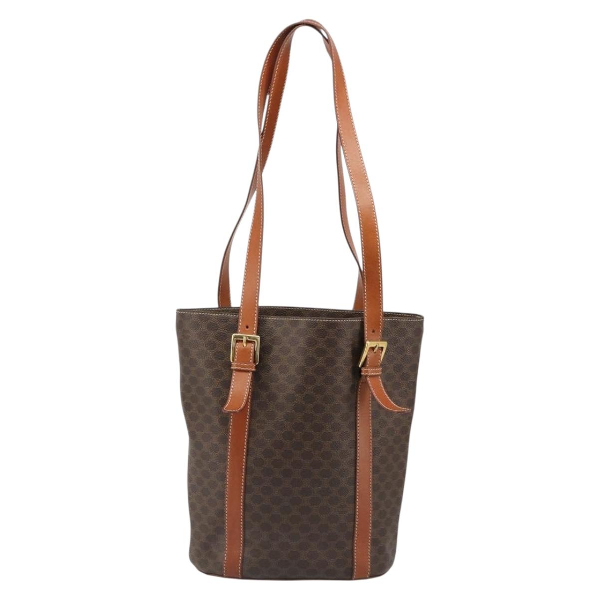 CELINE Macadam Canvas Tote Bag PVC Leather Brown gold Auth 187813 - Jerrillo image 3