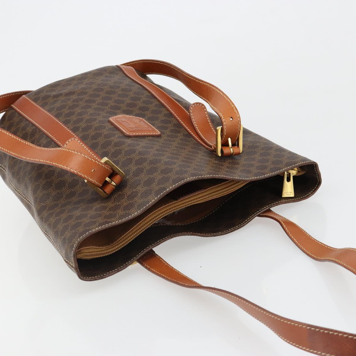 CELINE Macadam Canvas Tote Bag PVC Leather Brown gold Auth 187813 - Jerrillo image 6