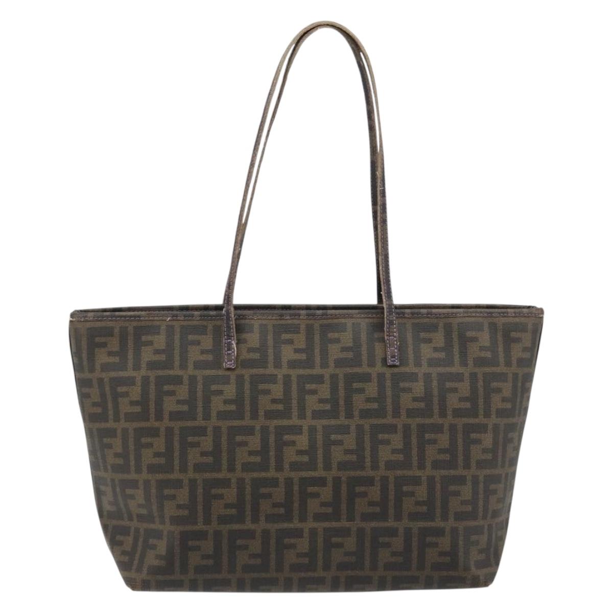 FENDI Zucca Canvas Tote Bag PVC Black Brown Auth 187849 - Jerrillo image 2