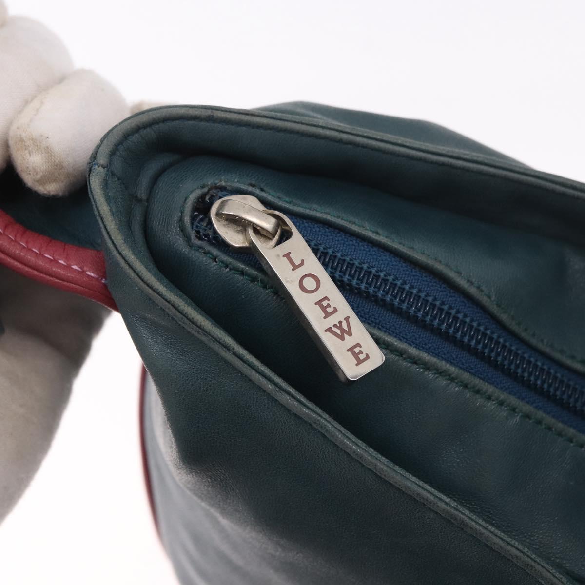 LOEWE Shoulder Bag Leather Green Silver Auth 187866A - Jerrillo image 10