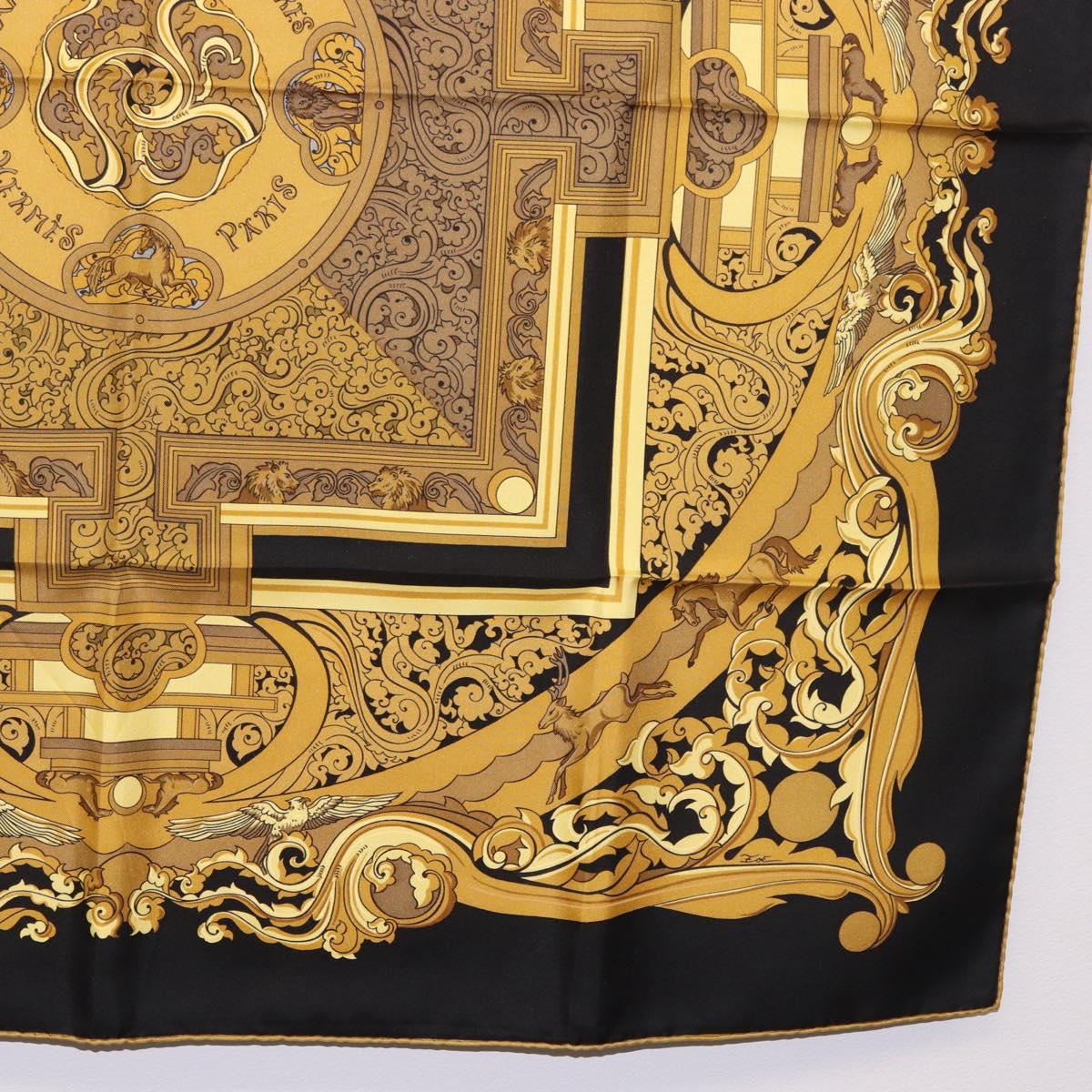 HERMES Carre90 Scarf Silk "ANIMAUX SOLAIRES" Black Auth 188023M - Jerrillo image 10