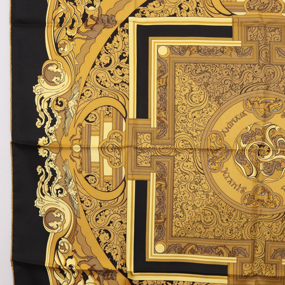 HERMES Carre90 Scarf Silk "ANIMAUX SOLAIRES" Black Auth 188023M - Jerrillo image 5