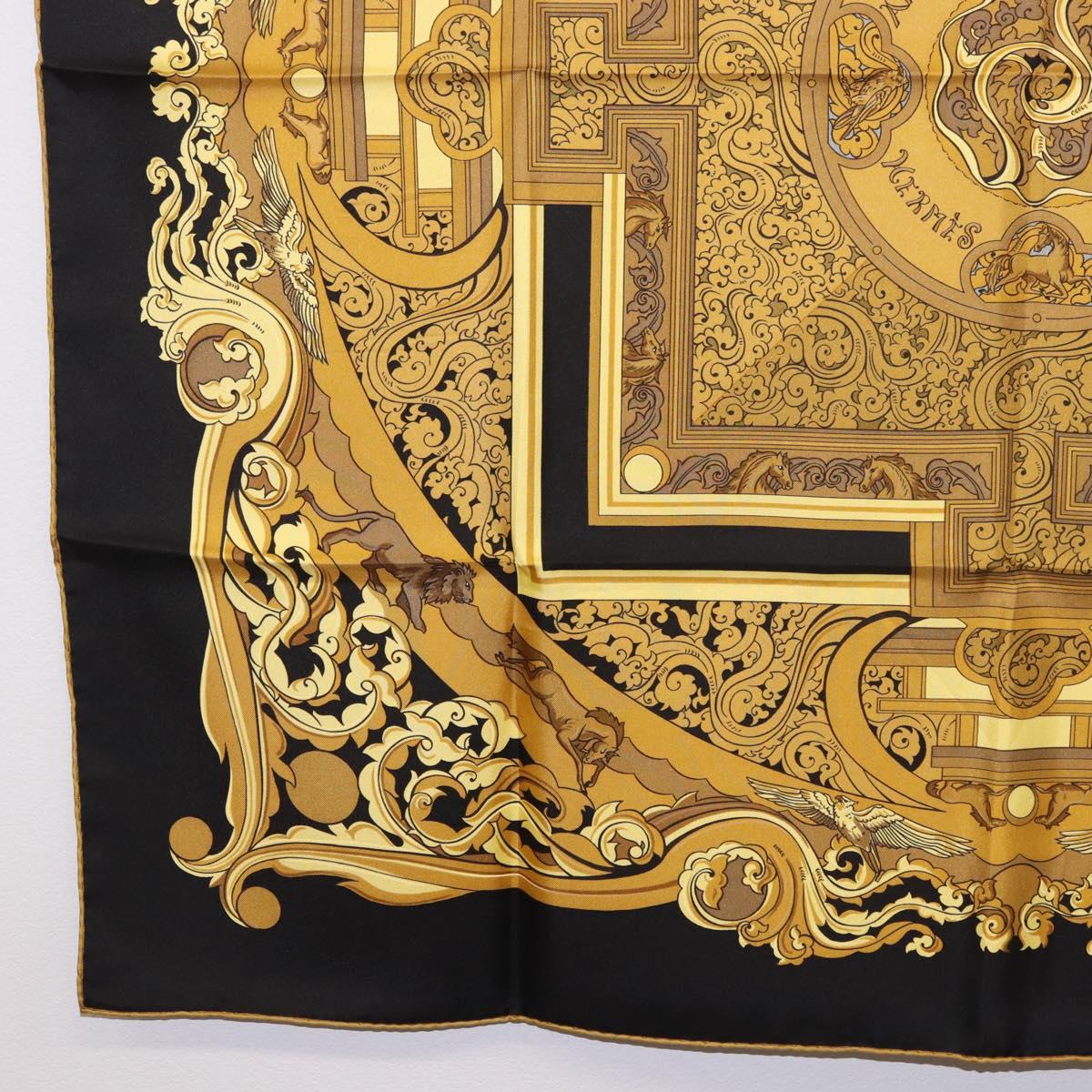HERMES Carre90 Scarf Silk "ANIMAUX SOLAIRES" Black Auth 188023M - Jerrillo image 8