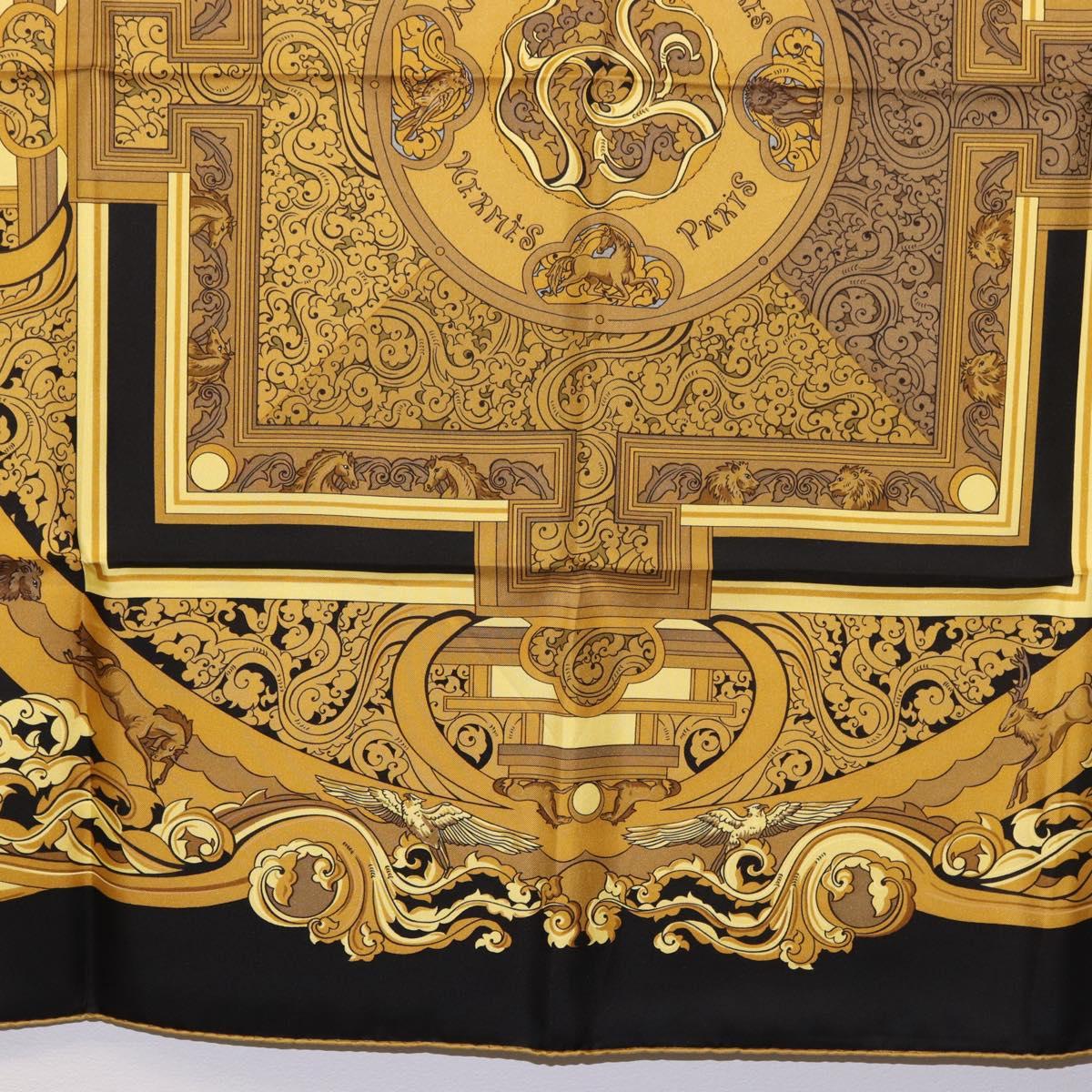 HERMES Carre90 Scarf Silk "ANIMAUX SOLAIRES" Black Auth 188023M - Jerrillo image 9