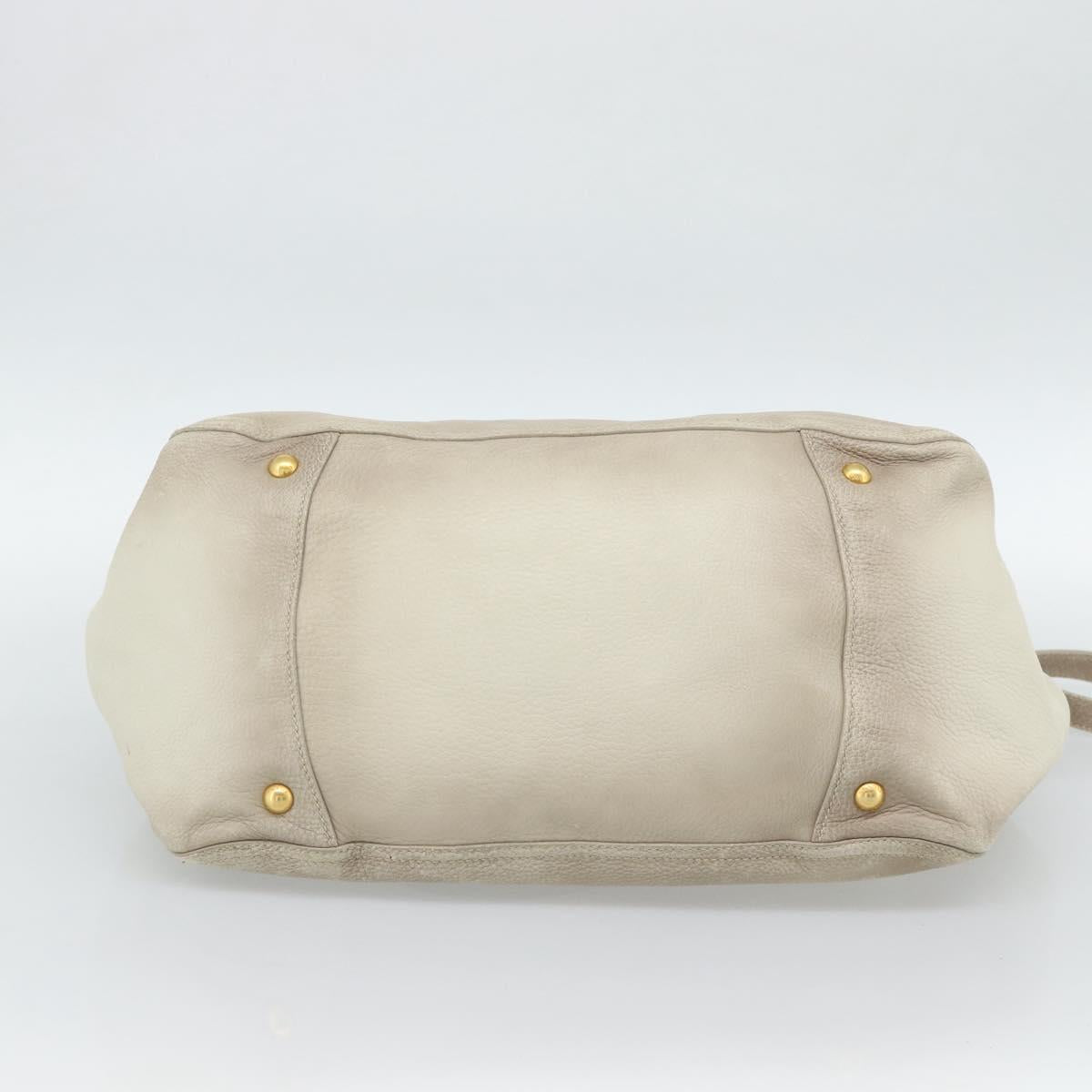 PRADA Tote Bag Leather 2way Beige Auth 188056 - Jerrillo image 5