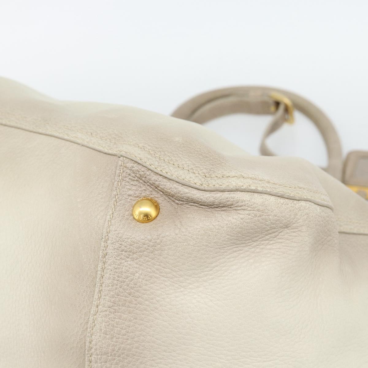 PRADA Tote Bag Leather 2way Beige Auth 188056 - Jerrillo image 9