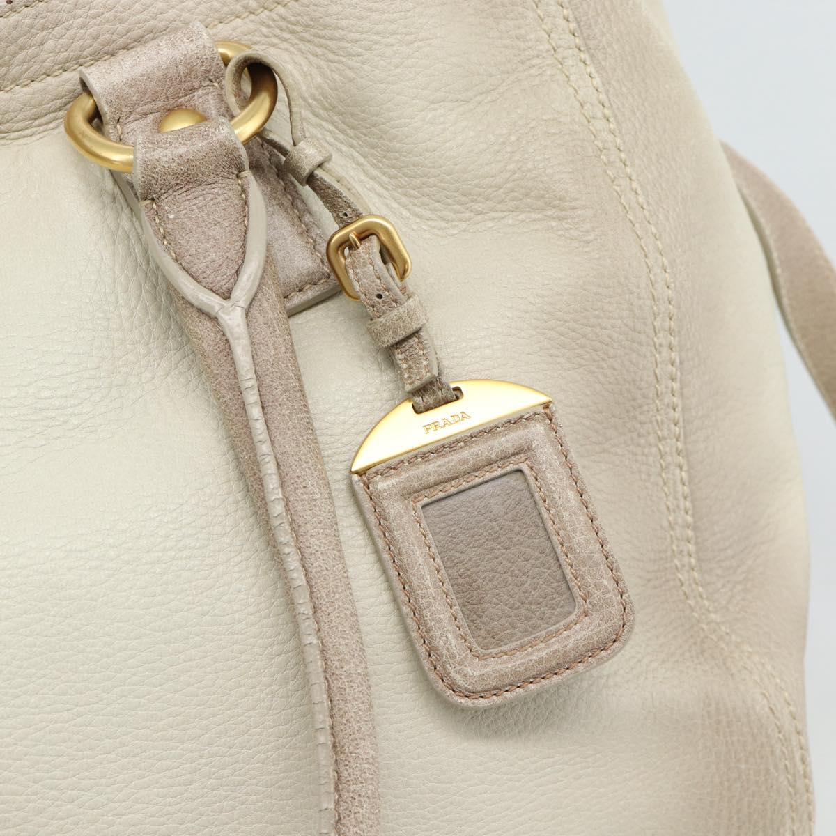 PRADA Tote Bag Leather 2way Beige Auth 188056 - Jerrillo image 10