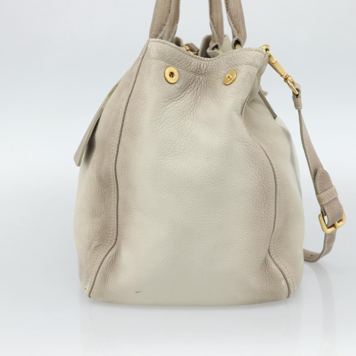 PRADA Tote Bag Leather 2way Beige Auth 188056 - Jerrillo image 3