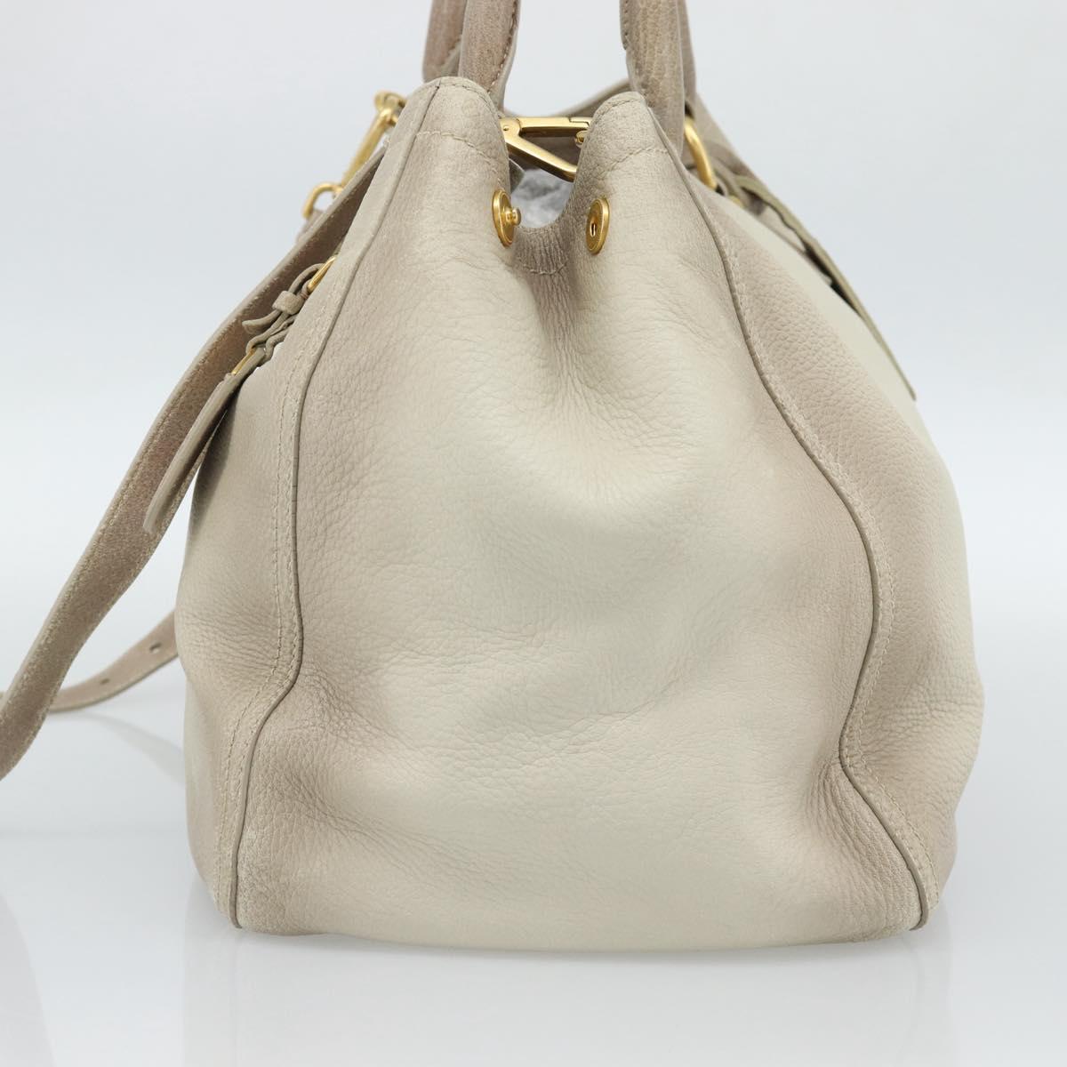 PRADA Tote Bag Leather 2way Beige Auth 188056 - Jerrillo image 4