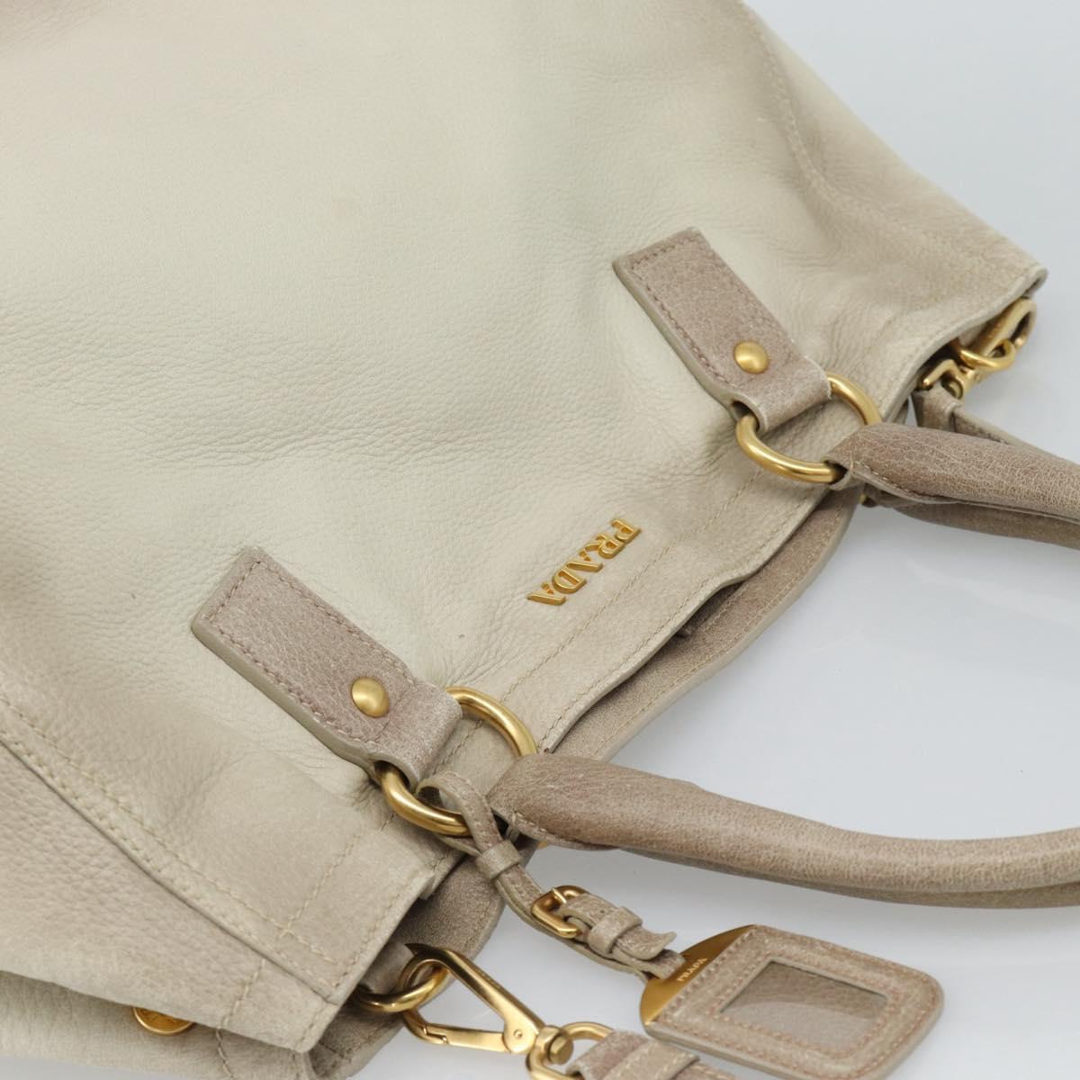 PRADA Tote Bag Leather 2way Beige Auth 188056 - Jerrillo image 6