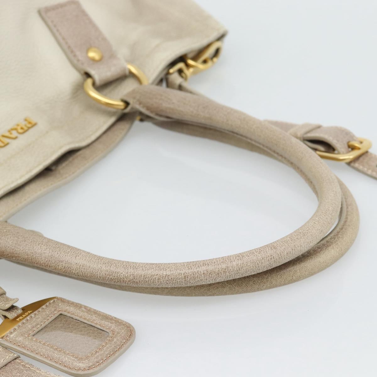 PRADA Tote Bag Leather 2way Beige Auth 188056 - Jerrillo image 7