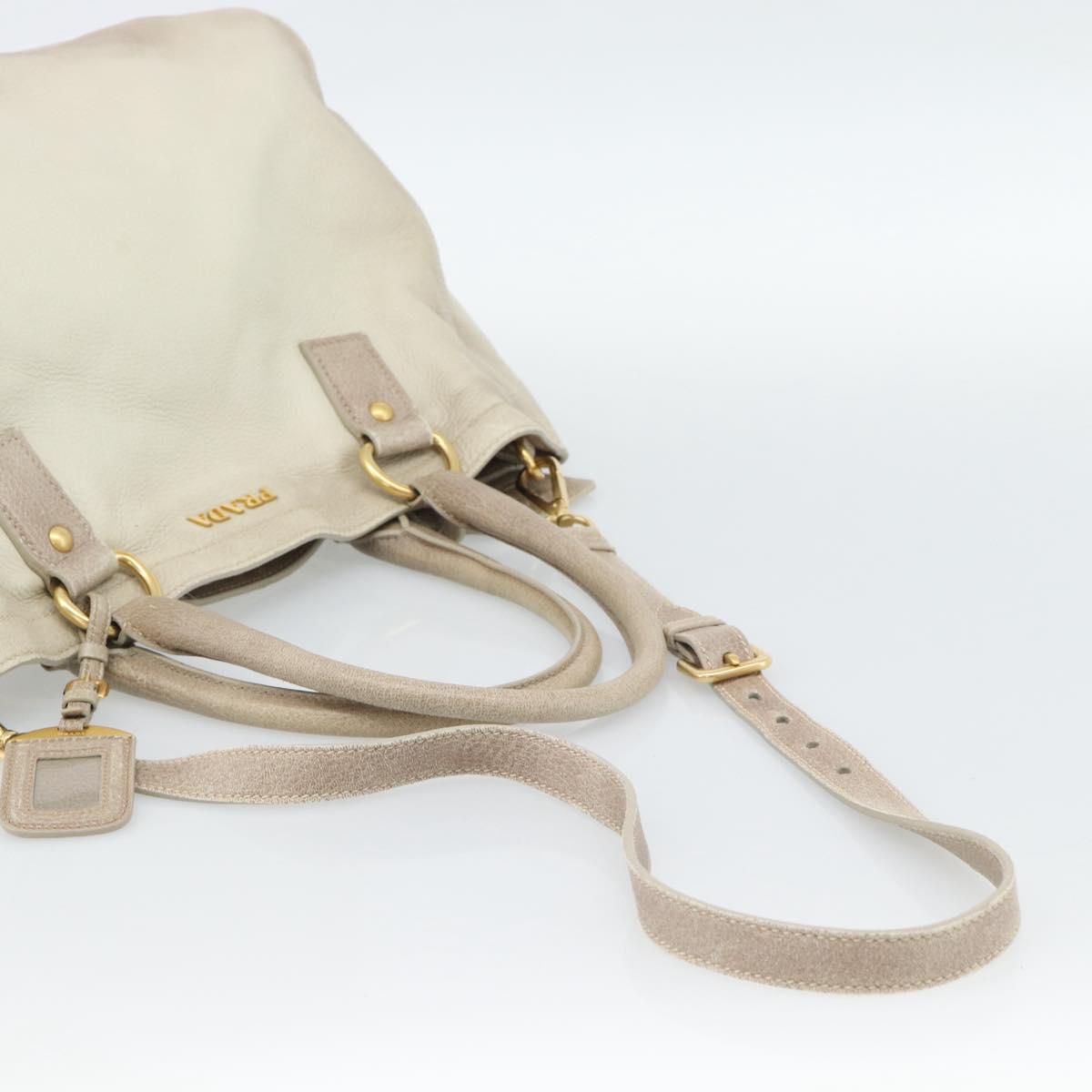 PRADA Tote Bag Leather 2way Beige Auth 188056 - Jerrillo image 8