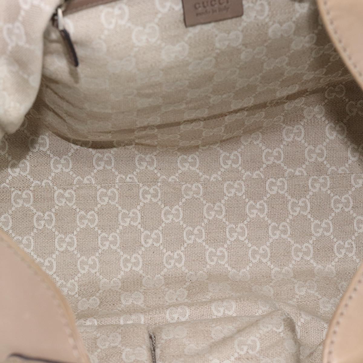 GUCCI Horsebit Hand Bag Leather Beige Auth 188082A - Jerrillo image 10