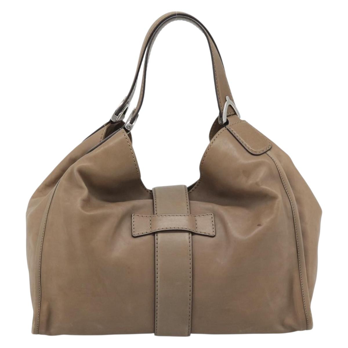 GUCCI Horsebit Hand Bag Leather Beige Auth 188082A - Jerrillo image 2