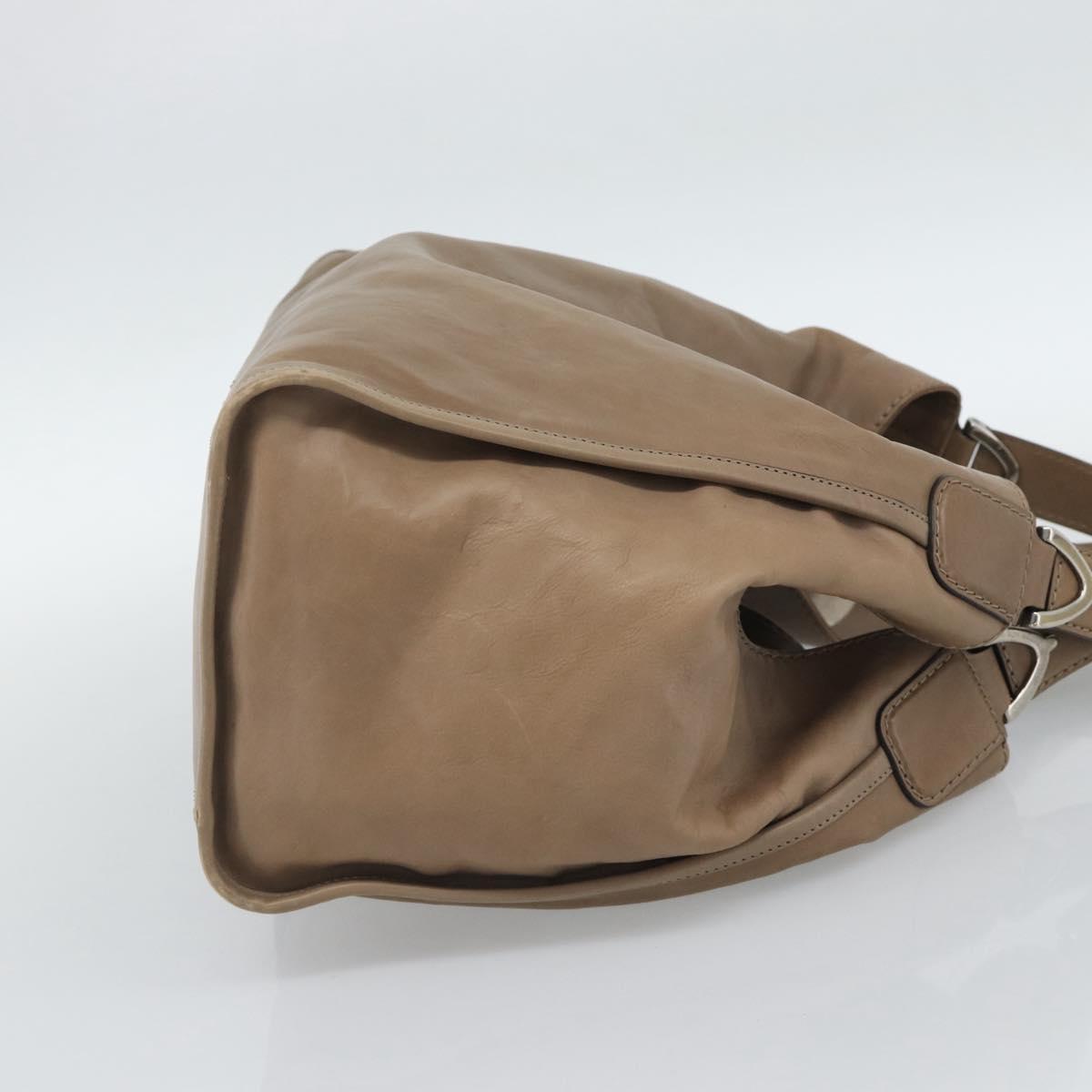 GUCCI Horsebit Hand Bag Leather Beige Auth 188082A - Jerrillo image 4