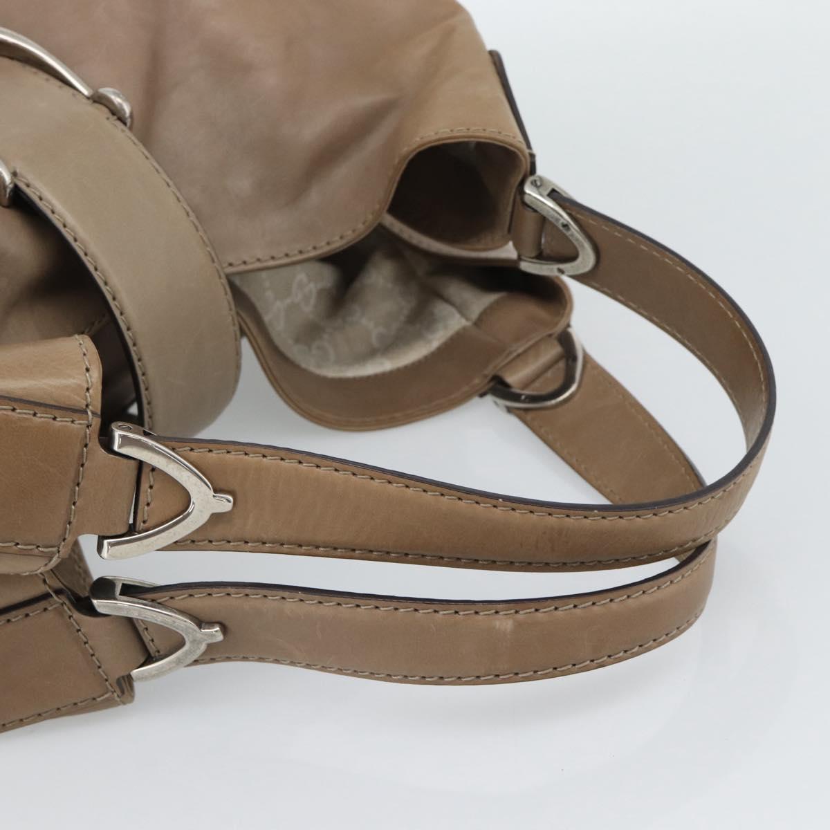 GUCCI Horsebit Hand Bag Leather Beige Auth 188082A - Jerrillo image 7