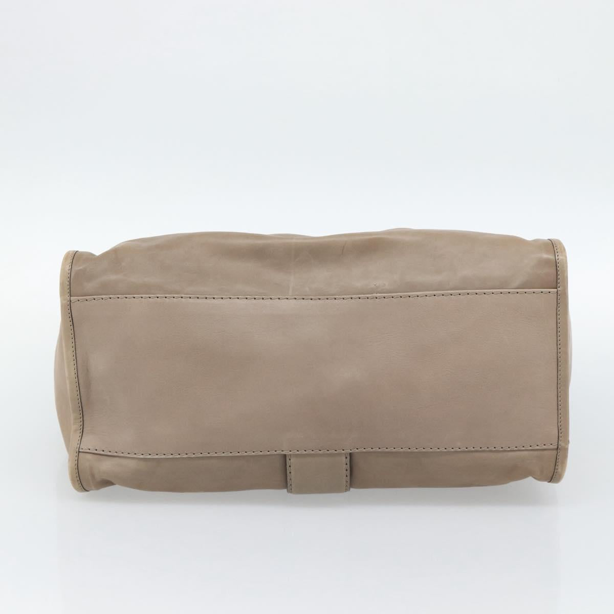 GUCCI Horsebit Hand Bag Leather Beige Auth 188082A - Jerrillo image 5