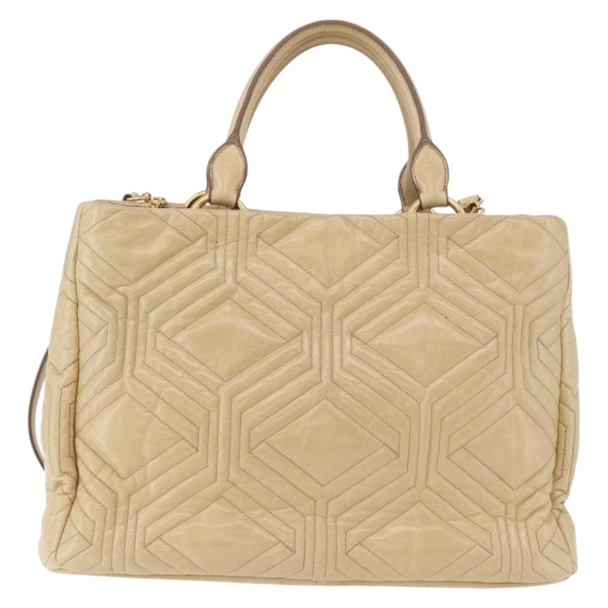 Miu Miu Tote Bag Leather 2way Beige Gold Auth 188214A - Jerrillo image 2