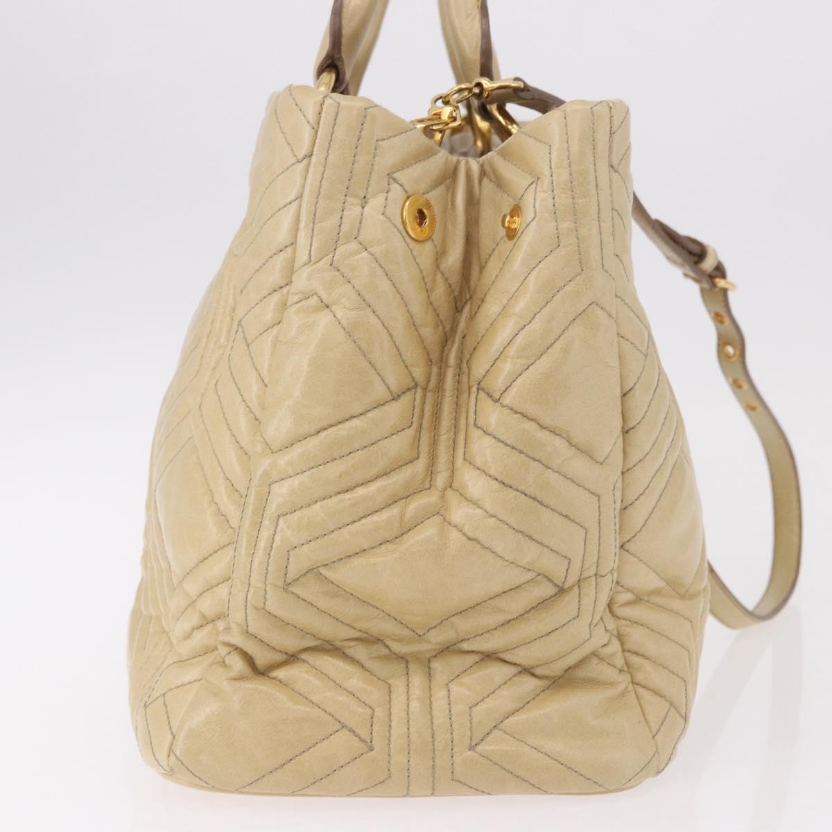 Miu Miu Tote Bag Leather 2way Beige Gold Auth 188214A - Jerrillo image 4