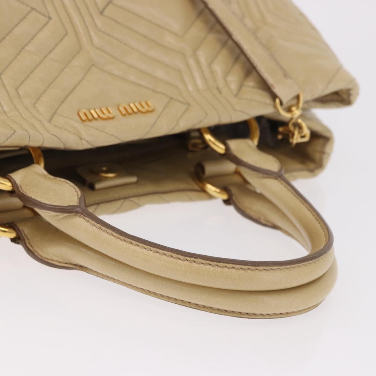 Miu Miu Tote Bag Leather 2way Beige Gold Auth 188214A - Jerrillo image 7