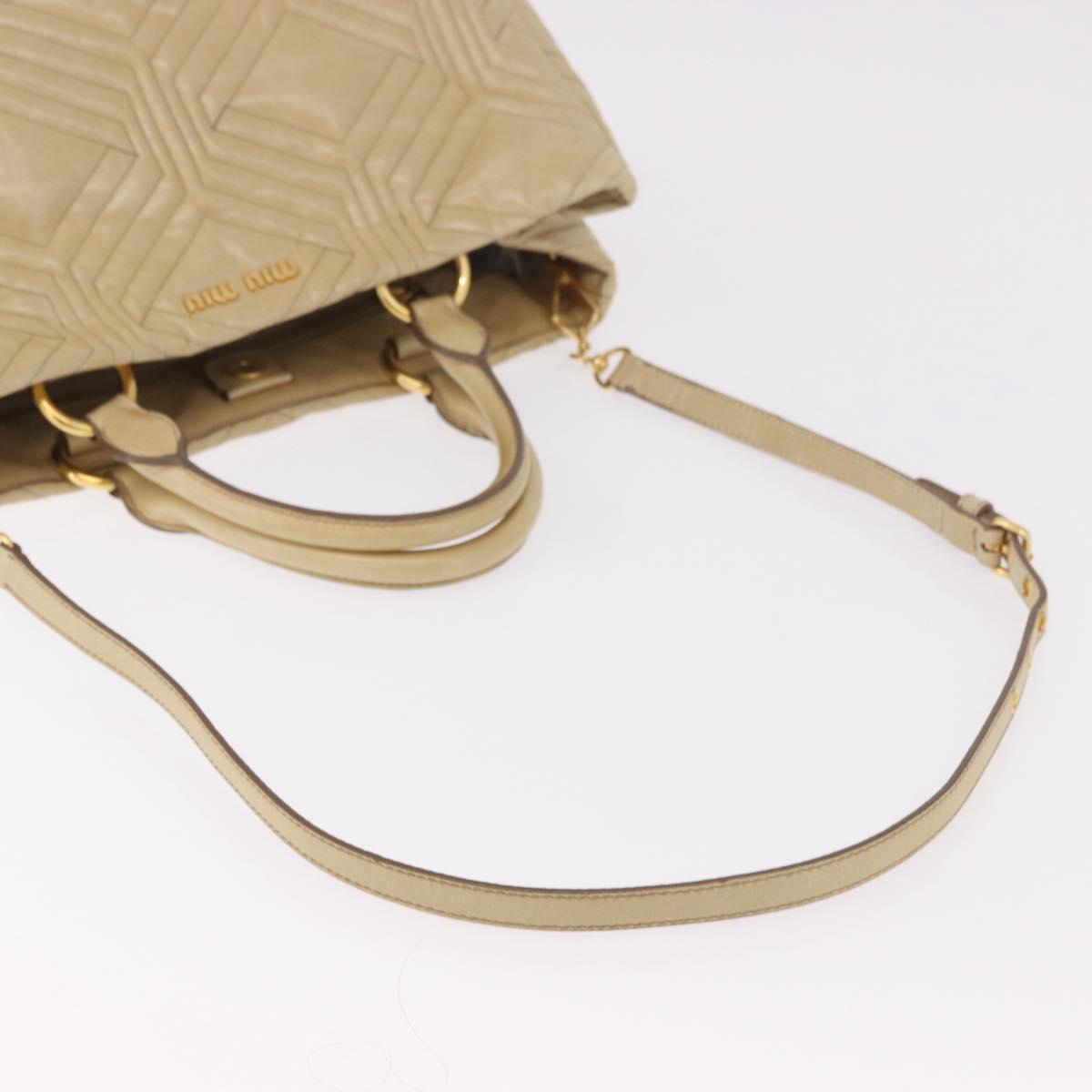 Miu Miu Tote Bag Leather 2way Beige Gold Auth 188214A - Jerrillo image 9