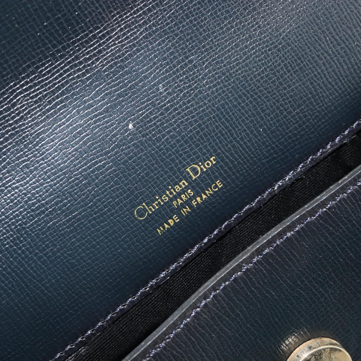 Christian Dior Hand Bag Leather Navy Gold Auth 188236A - Jerrillo image 10