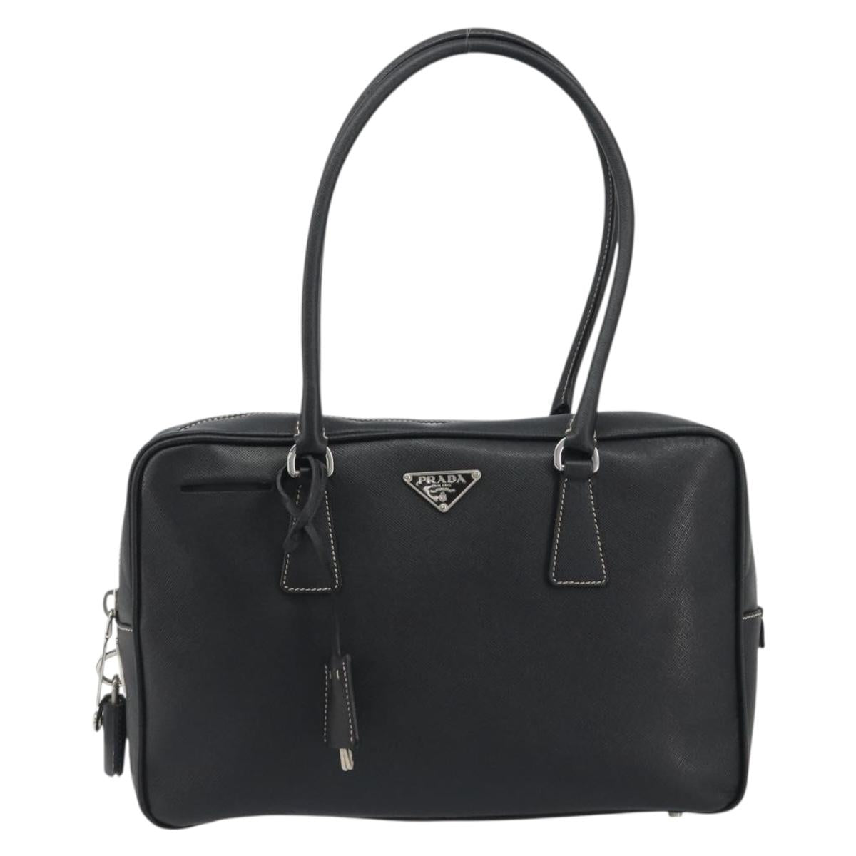 Borsa tote PRADA in pelle Saffiano nera e argento, autenticazione 188279SAV - Jerrillo image 2