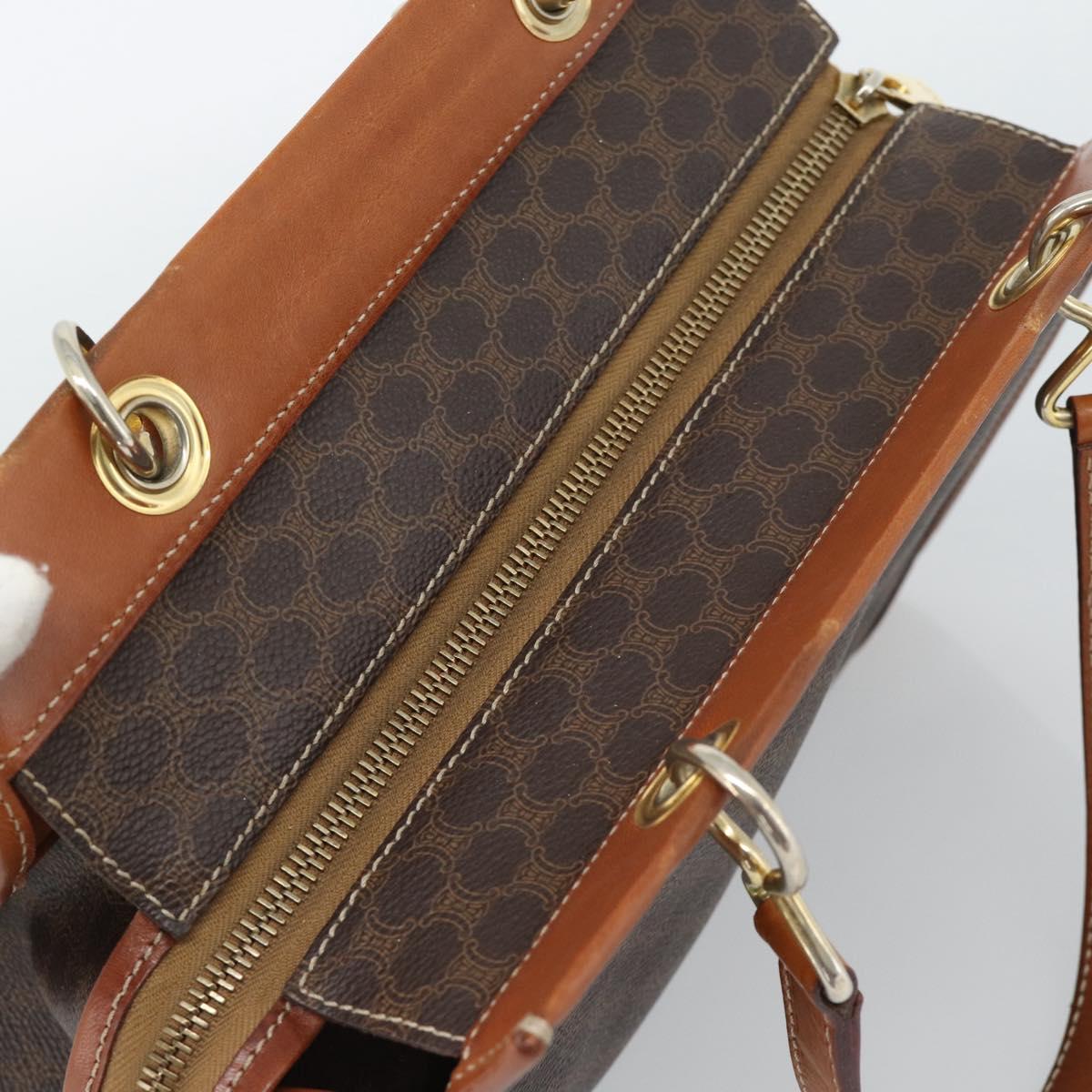CELINE Macadam Canvas Hand Bag PVC Leather Brown Gold Auth 188353A - Jerrillo image 6
