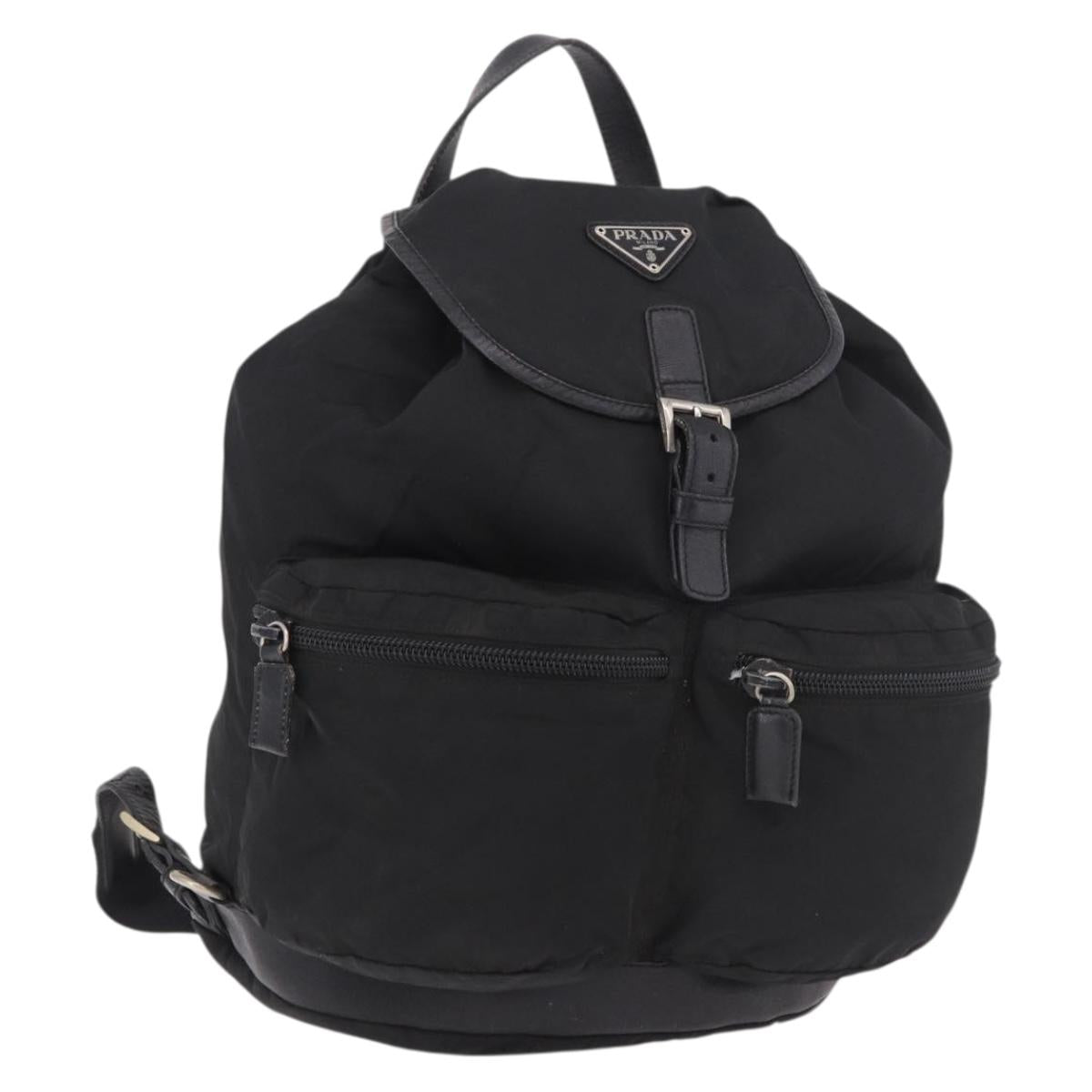 PRADA Backpack Nylon Black Silver Auth 188443 - Jerrillo