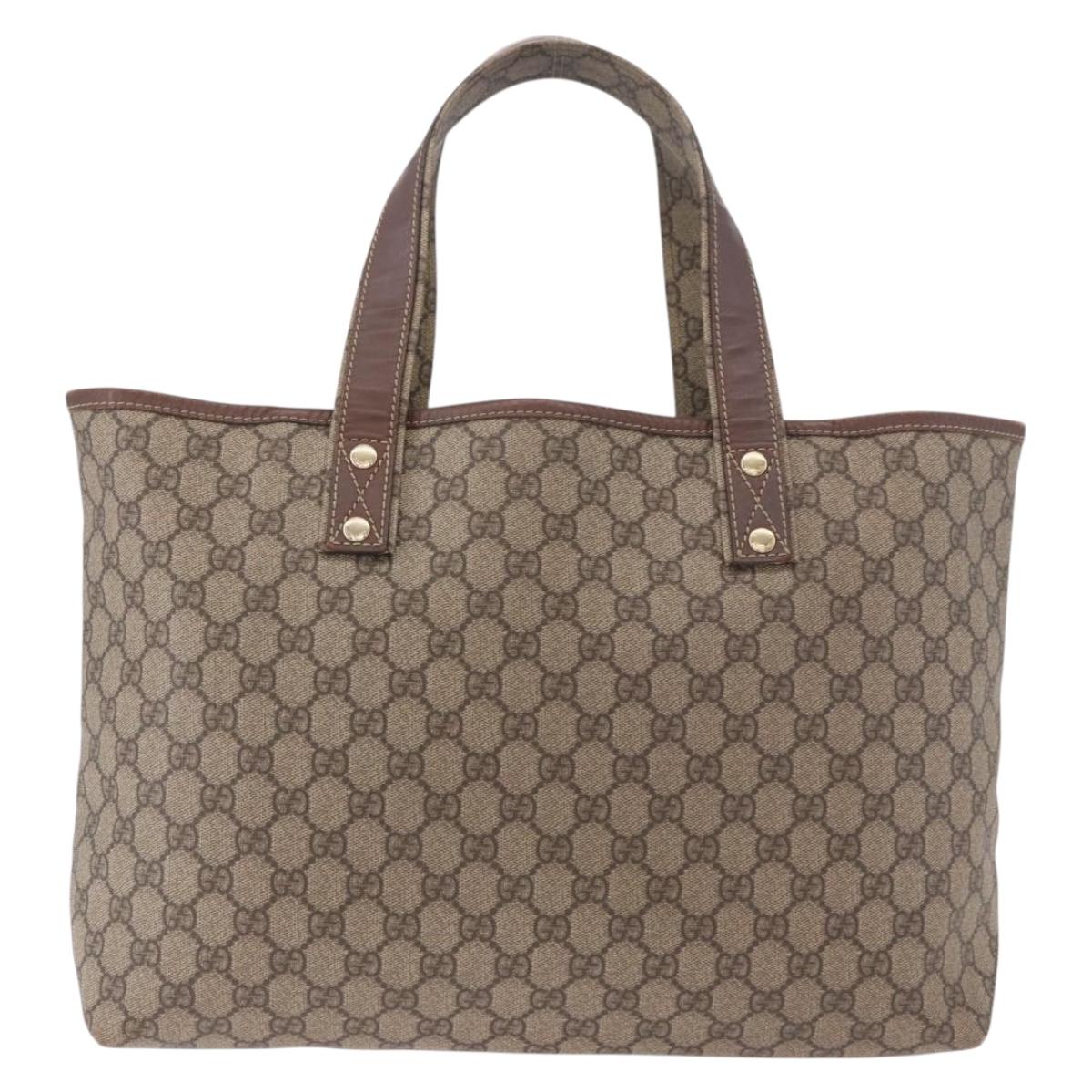 GUCCI GG Supreme Web Sherry Line Tote Bag PVC Beige Gold 211134 Auth 188490 - Jerrillo image 3