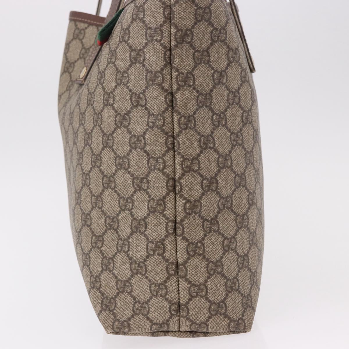 GUCCI GG Supreme Web Sherry Line Tote Bag PVC Beige Gold 211134 Auth 188490 - Jerrillo image 4