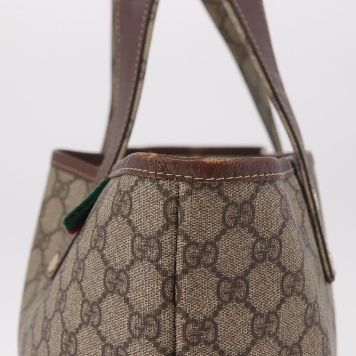 GUCCI GG Supreme Web Sherry Line Tote Bag PVC Beige Gold 211134 Auth 188490 - Jerrillo image 5