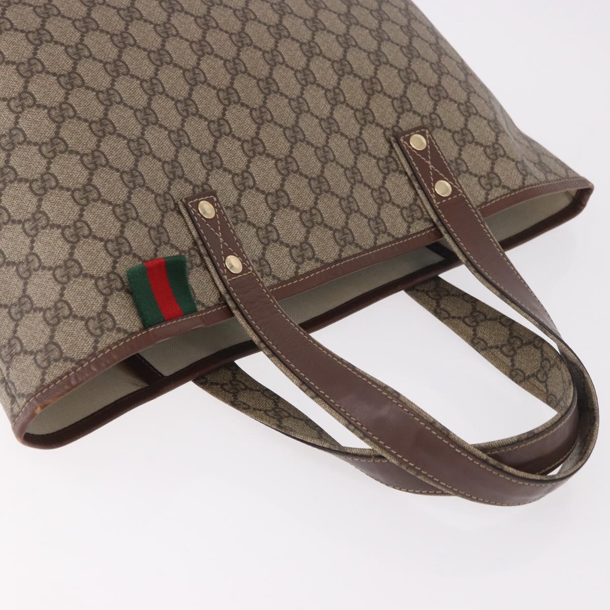 GUCCI GG Supreme Web Sherry Line Tote Bag PVC Beige Gold 211134 Auth 188490 - Jerrillo image 8