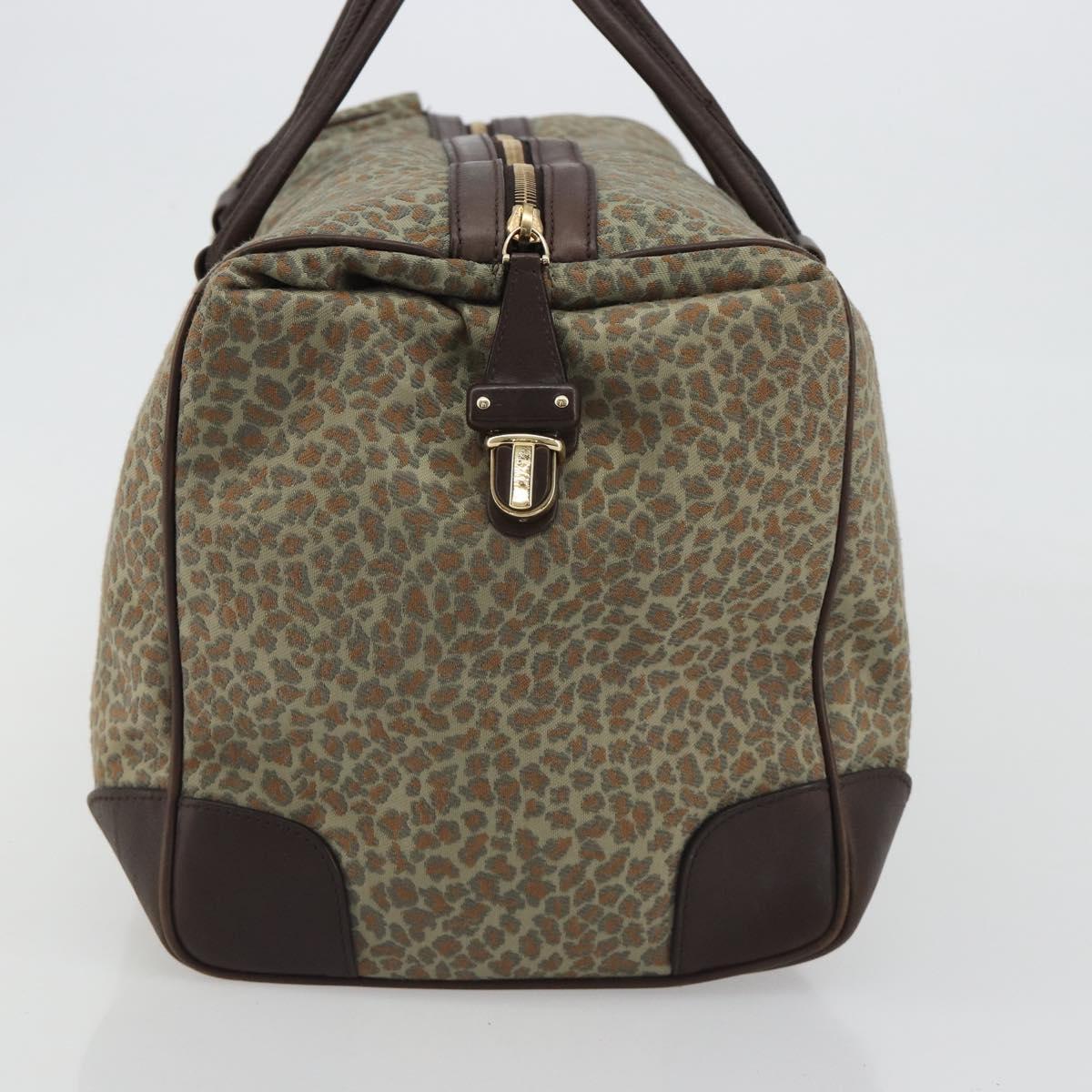 BOTTEGA VENETA Leopard Pattern Boston Bag Canvas Beige Gold Auth 188600A - Jerrillo image 3