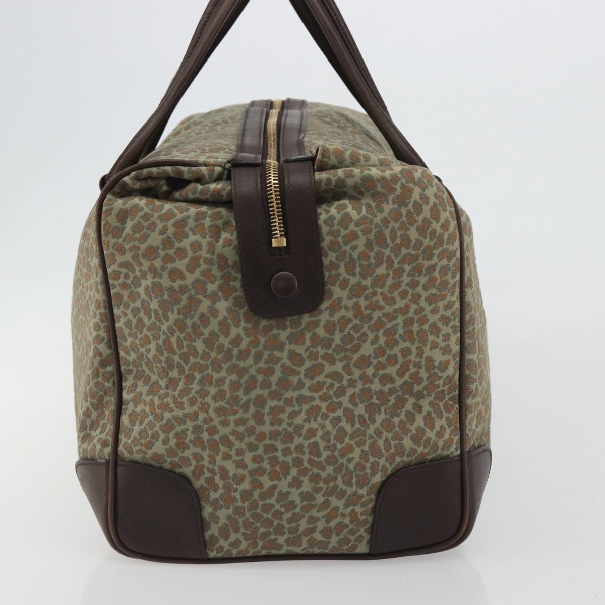 BOTTEGA VENETA Leopard Pattern Boston Bag Canvas Beige Gold Auth 188600A - Jerrillo image 4
