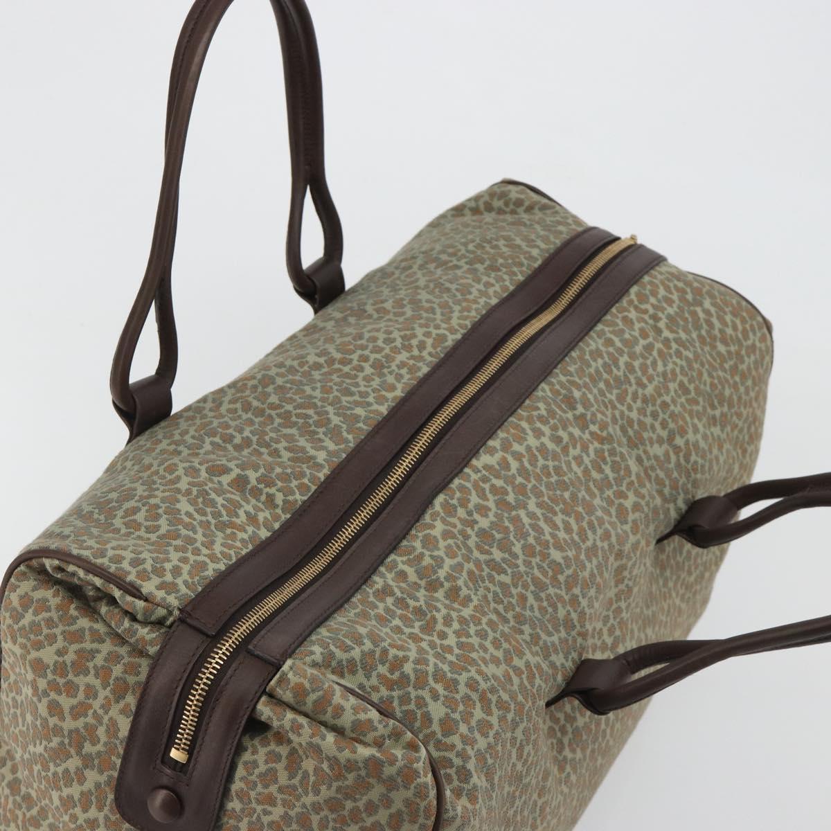 BOTTEGA VENETA Leopard Pattern Boston Bag Canvas Beige Gold Auth 188600A - Jerrillo image 6