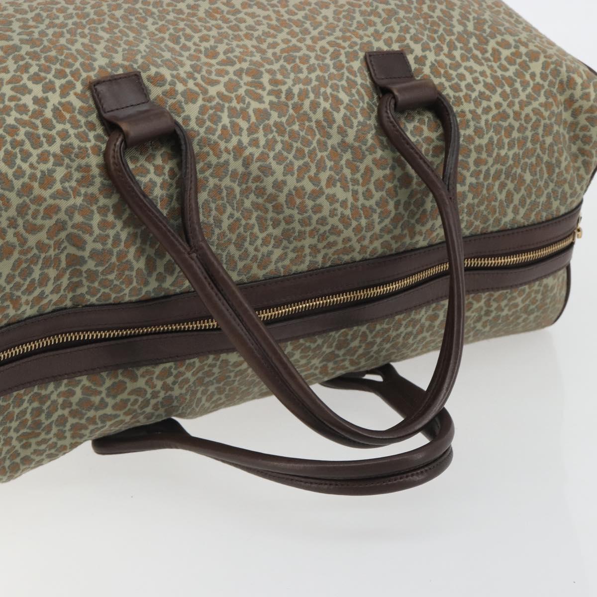 BOTTEGA VENETA Leopard Pattern Boston Bag Canvas Beige Gold Auth 188600A - Jerrillo image 7