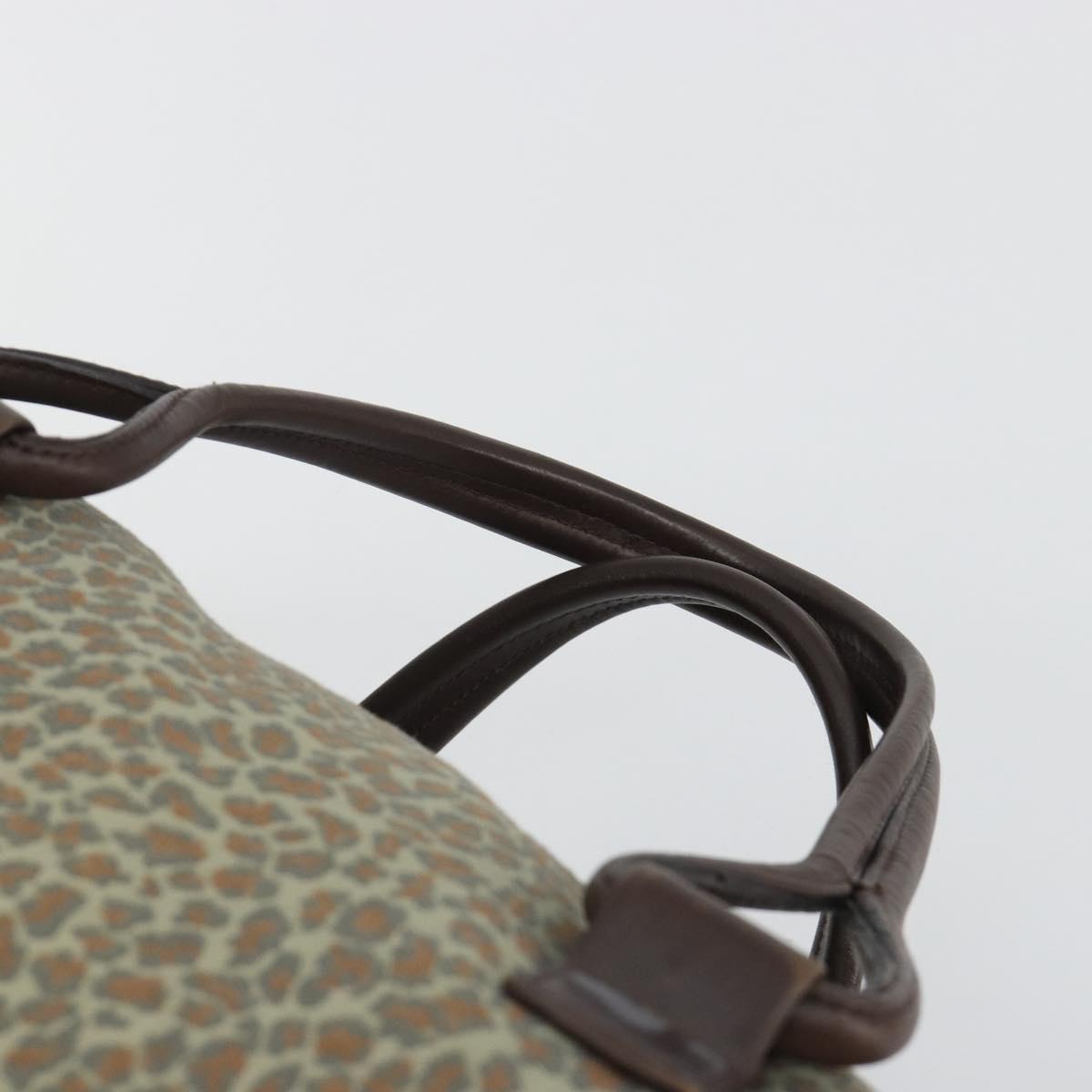 BOTTEGA VENETA Leopard Pattern Boston Bag Canvas Beige Gold Auth 188600A - Jerrillo image 8