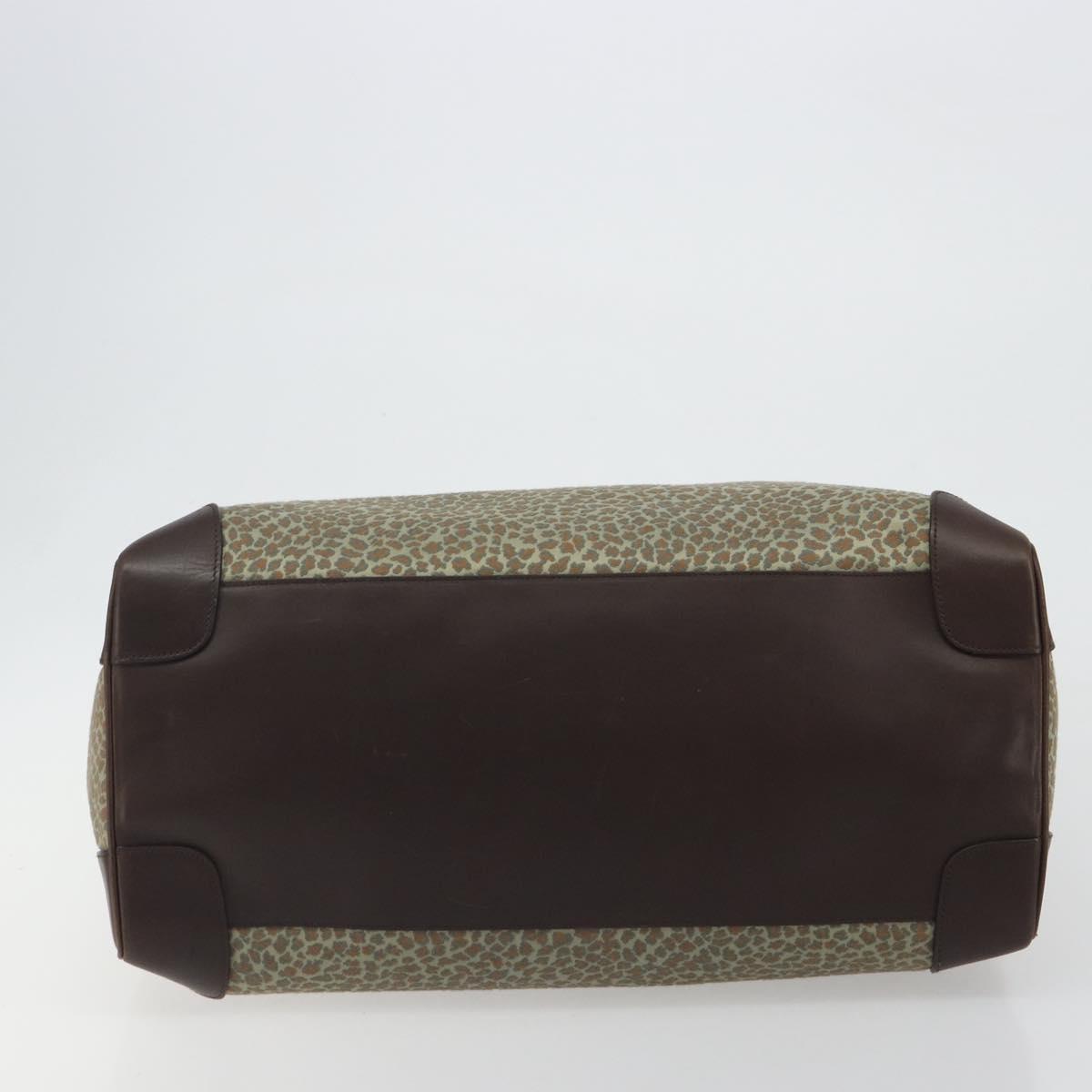 BOTTEGA VENETA Leopard Pattern Boston Bag Canvas Beige Gold Auth 188600A - Jerrillo image 5