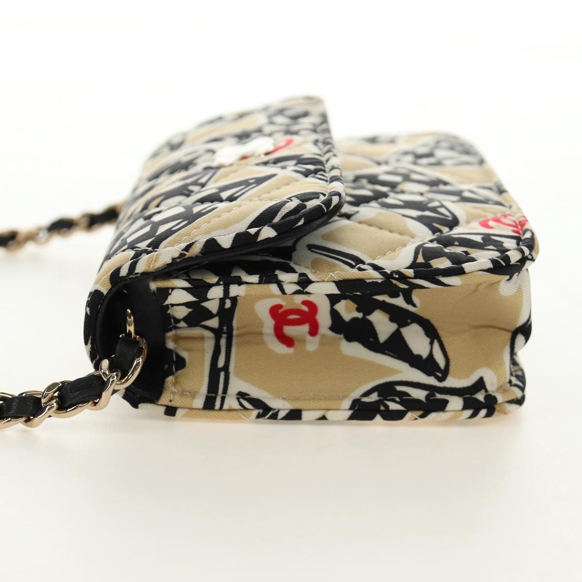 CHANEL Mini Matelasse Chain Shoulder Pouch Satin Beige Silver CC Auth 188736M - Jerrillo image 4