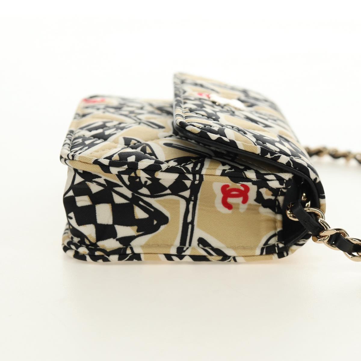 CHANEL Mini Matelasse Chain Shoulder Pouch Satin Beige Silver CC Auth 188736M - Jerrillo image 5