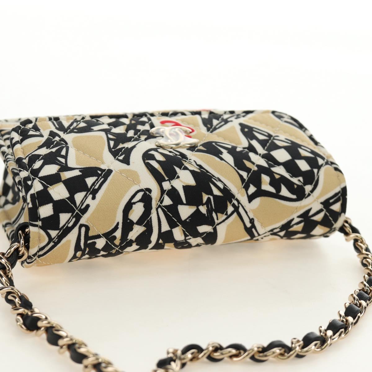 CHANEL Mini Matelasse Chain Shoulder Pouch Satin Beige Silver CC Auth 188736M - Jerrillo image 6