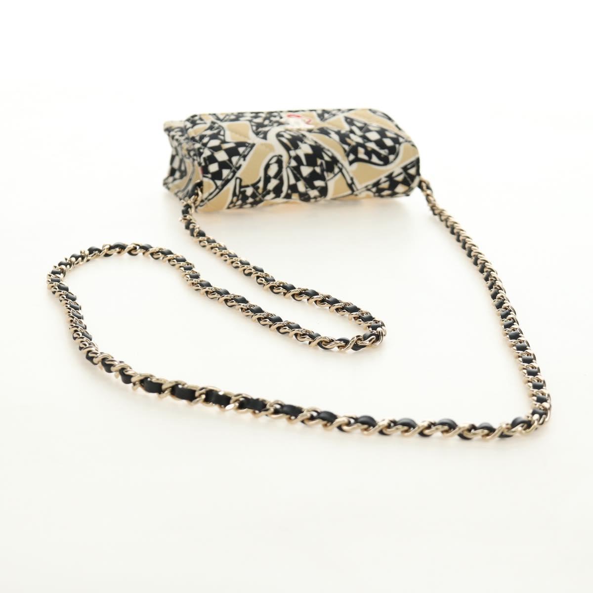 CHANEL Mini Matelasse Chain Shoulder Pouch Satin Beige Silver CC Auth 188736M - Jerrillo image 7